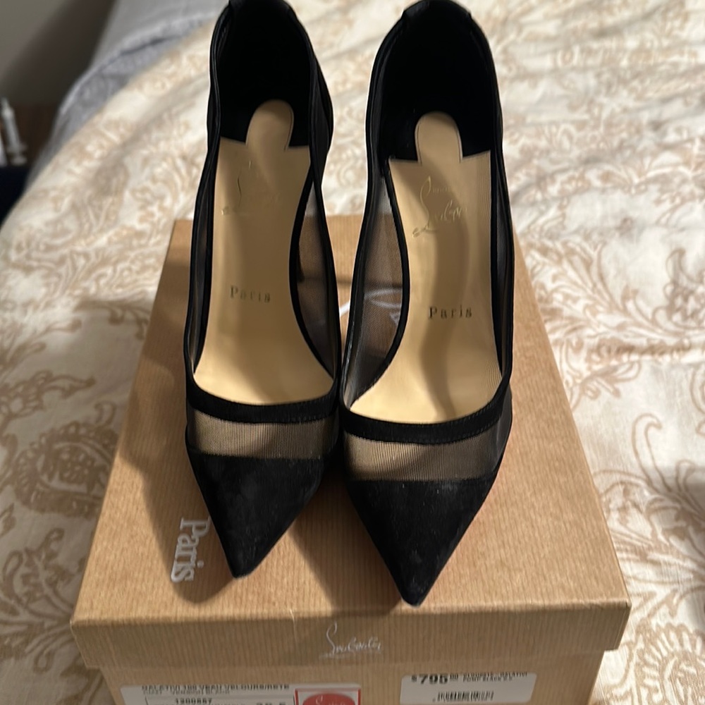 CL Black Suede Galativi 100 Heels